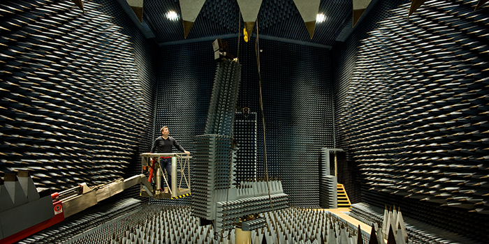 The Radio Anechoic Chamber/DTU-ESA facility at DTU Elektro (Photo: Torben Nielsen)